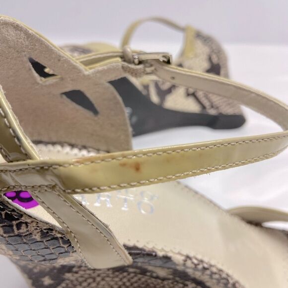 Franco Sarto NWOB Leather Snake Print peep toe, ankle strap wedge shoes 8.5M - Picture 7 of 8
